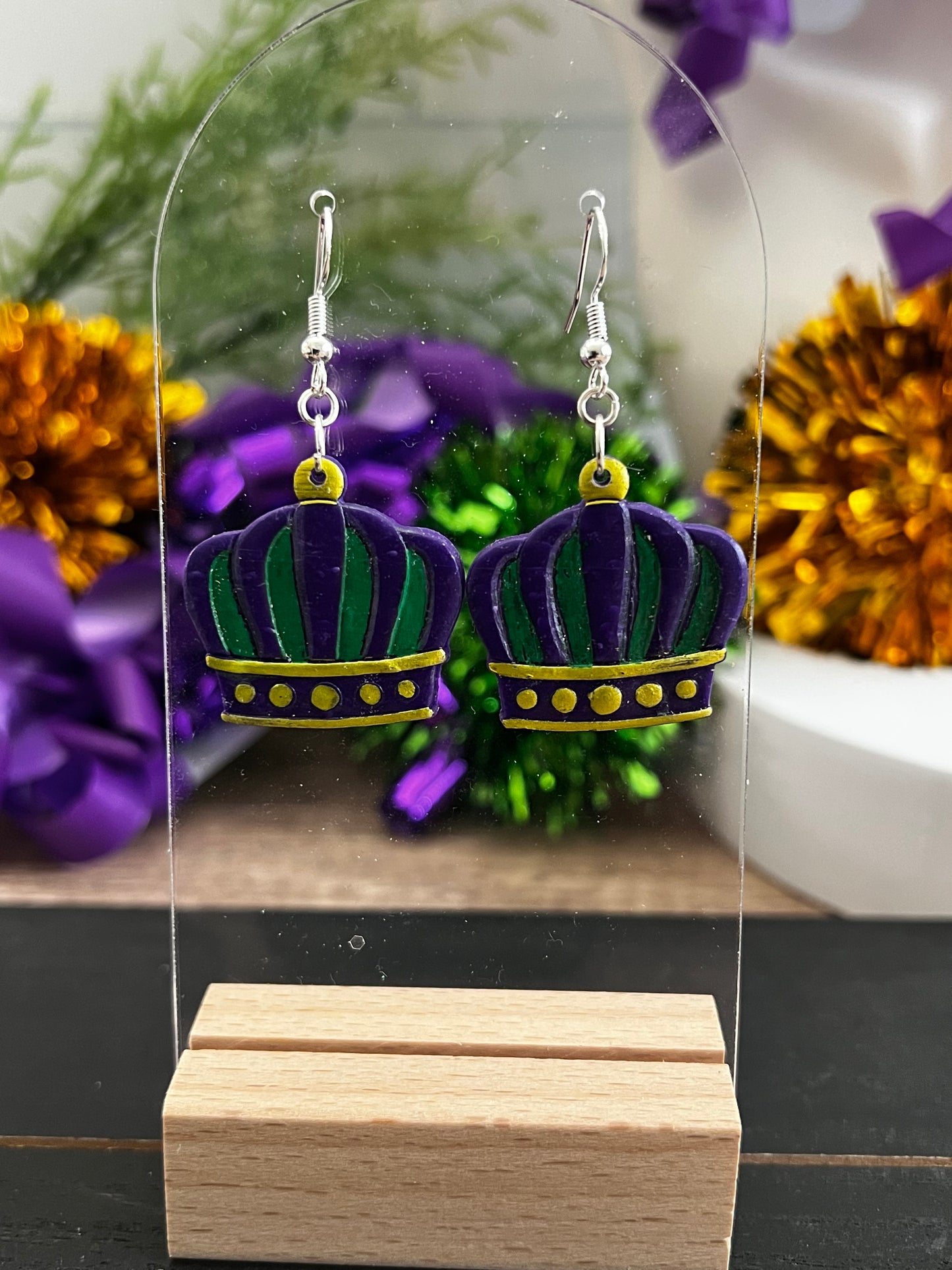 Crowns- Mardi Gras- Hook Earring