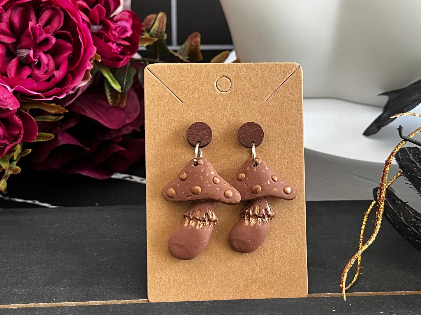 Mushroom Spooky Stud Earrings