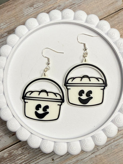 Ghost Bucket- 3D Printed Earrings - Halloween