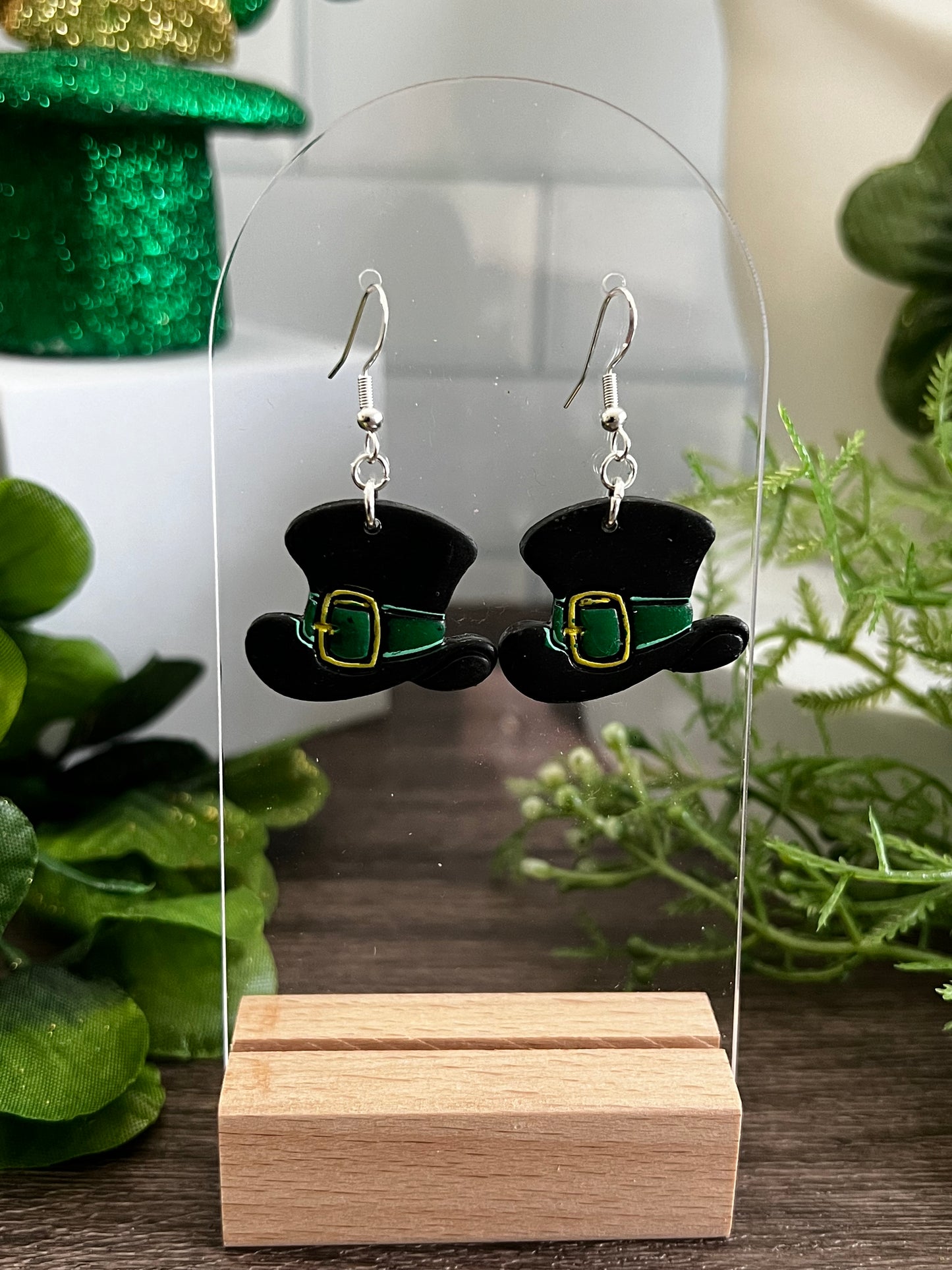 Top Hat Dangle- St. Patrick's-  Hook Earring