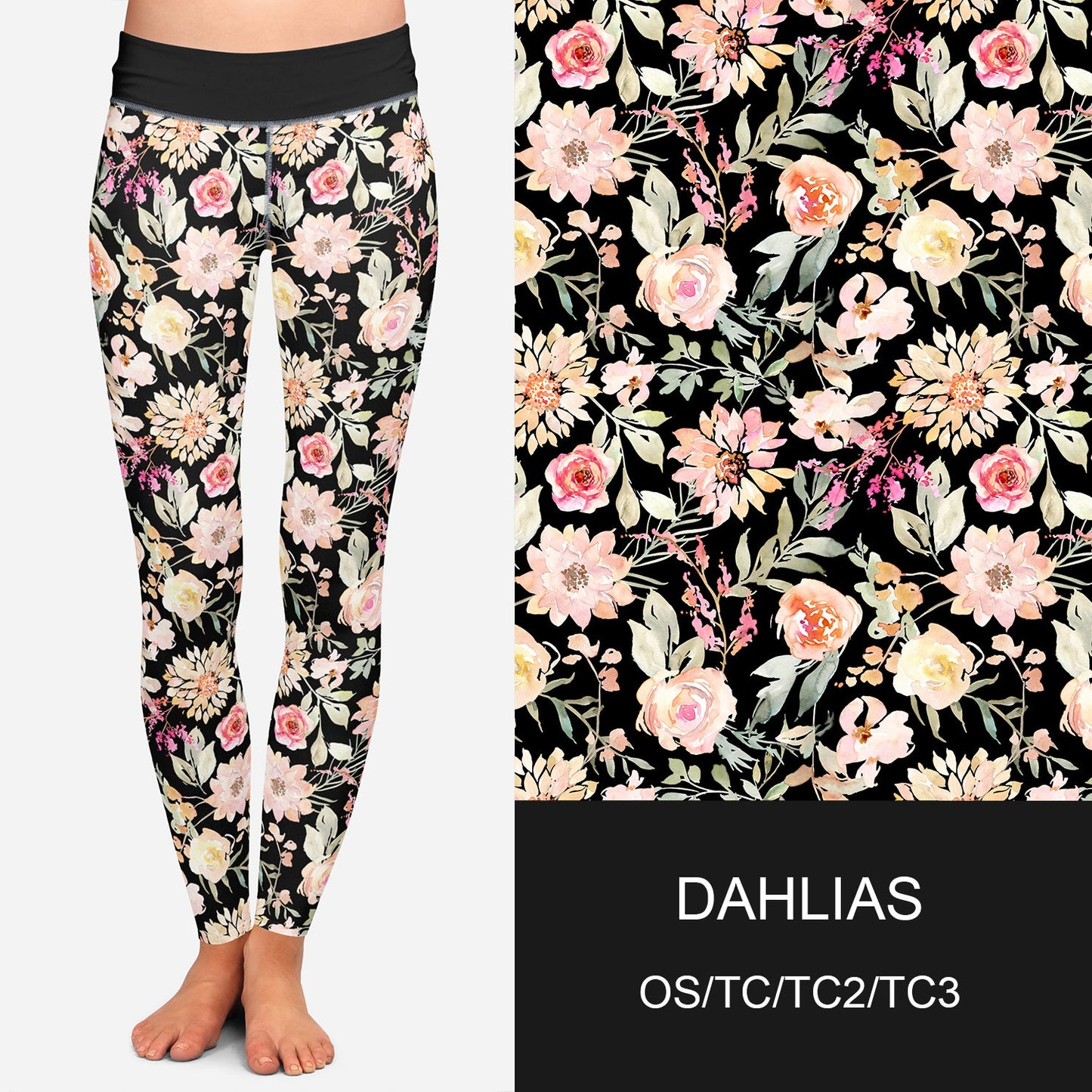 RTS - Dahlias Leggings w/ Pockets