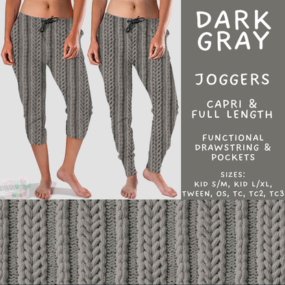 Batch #596 - Sweater Weather - Closes 10/9 - ETA early Dec - Dark Gray Full and Capri Length Joggers