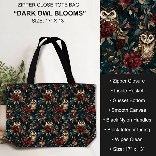 B232 - Preorder Dark Owl Blooms Tote Bag (Closes 6/04. ETA: late July)