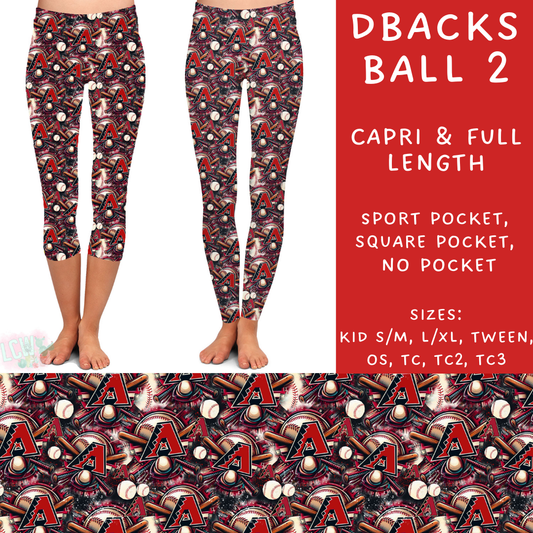 Batch #296 - Strike Out - Closes 2/28 - ETA late April - DBacks Ball 2 Full and Capri Length Leggings