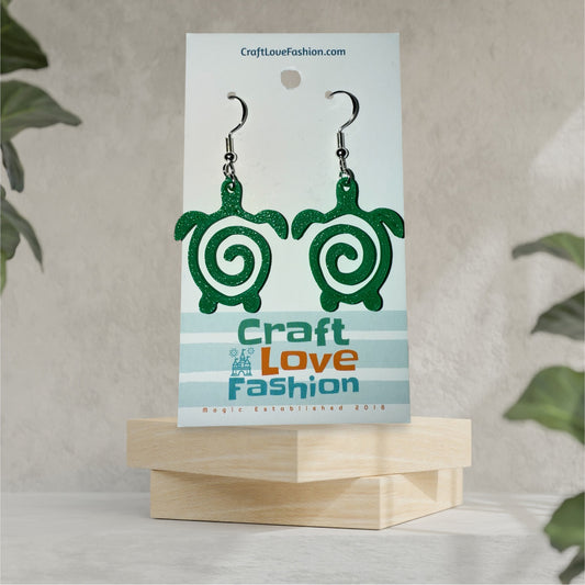 Sea Turtle Swirl- 3D Printed Earrings