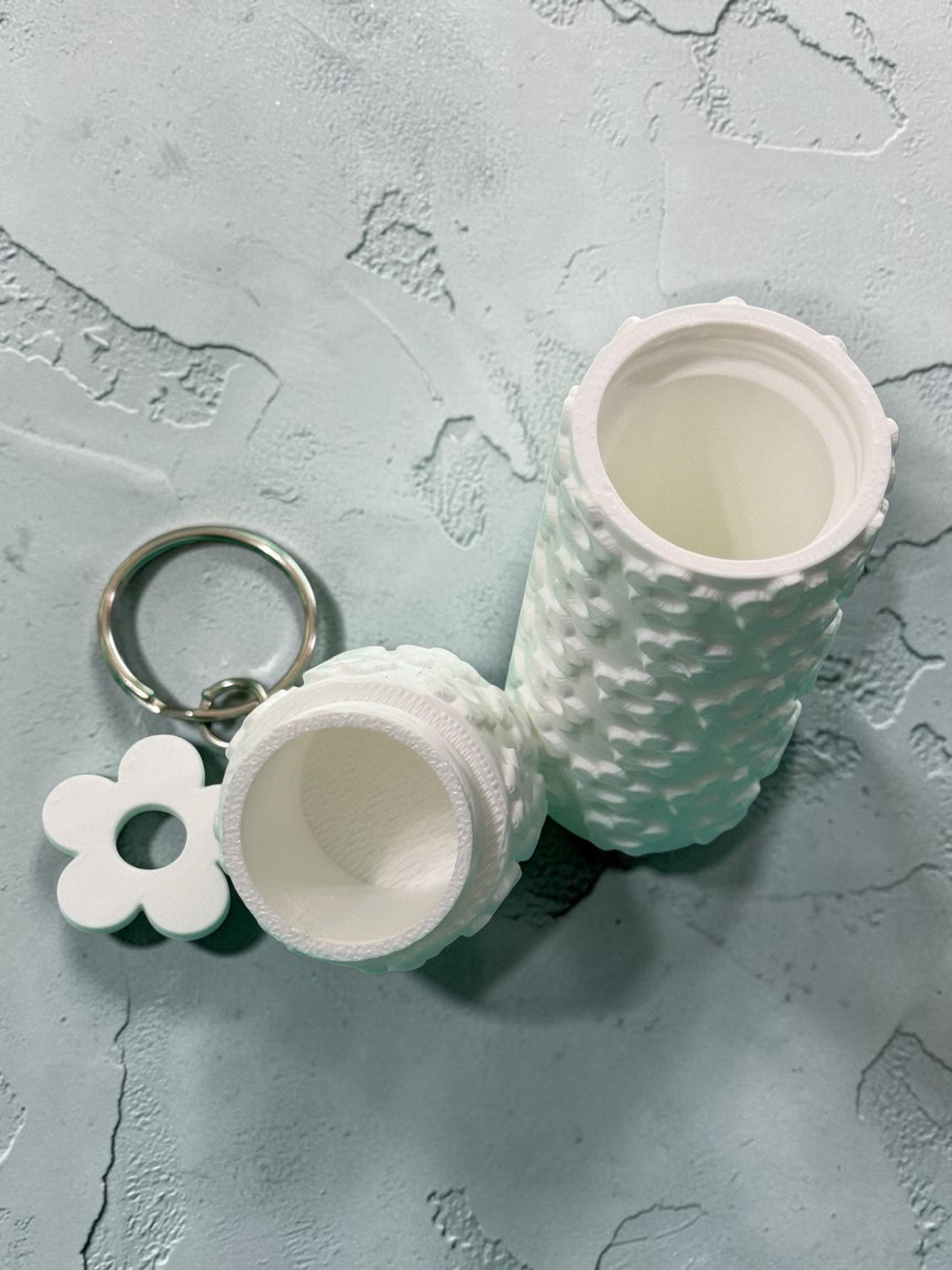Floral Holder Keychain- 3D print- white