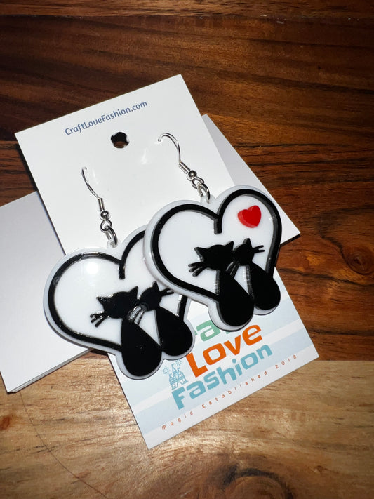 Kitty Love- Acrylic Earrings- Valentine’s