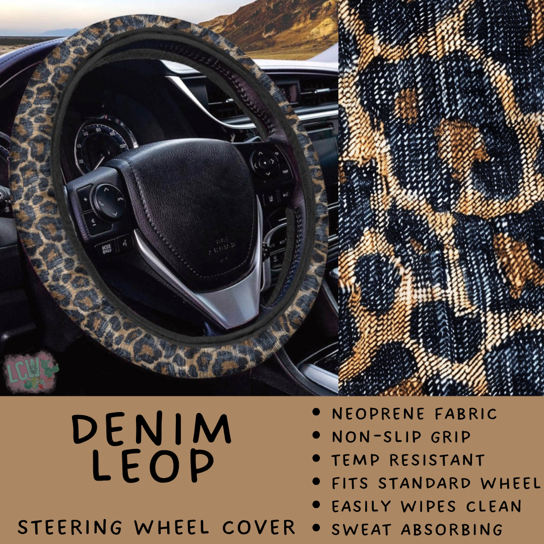 Batch #554 - Car Accessories 3 - Closes 7/10 - ETA early/mid Sept - Denim Leop Steering Wheel Cover