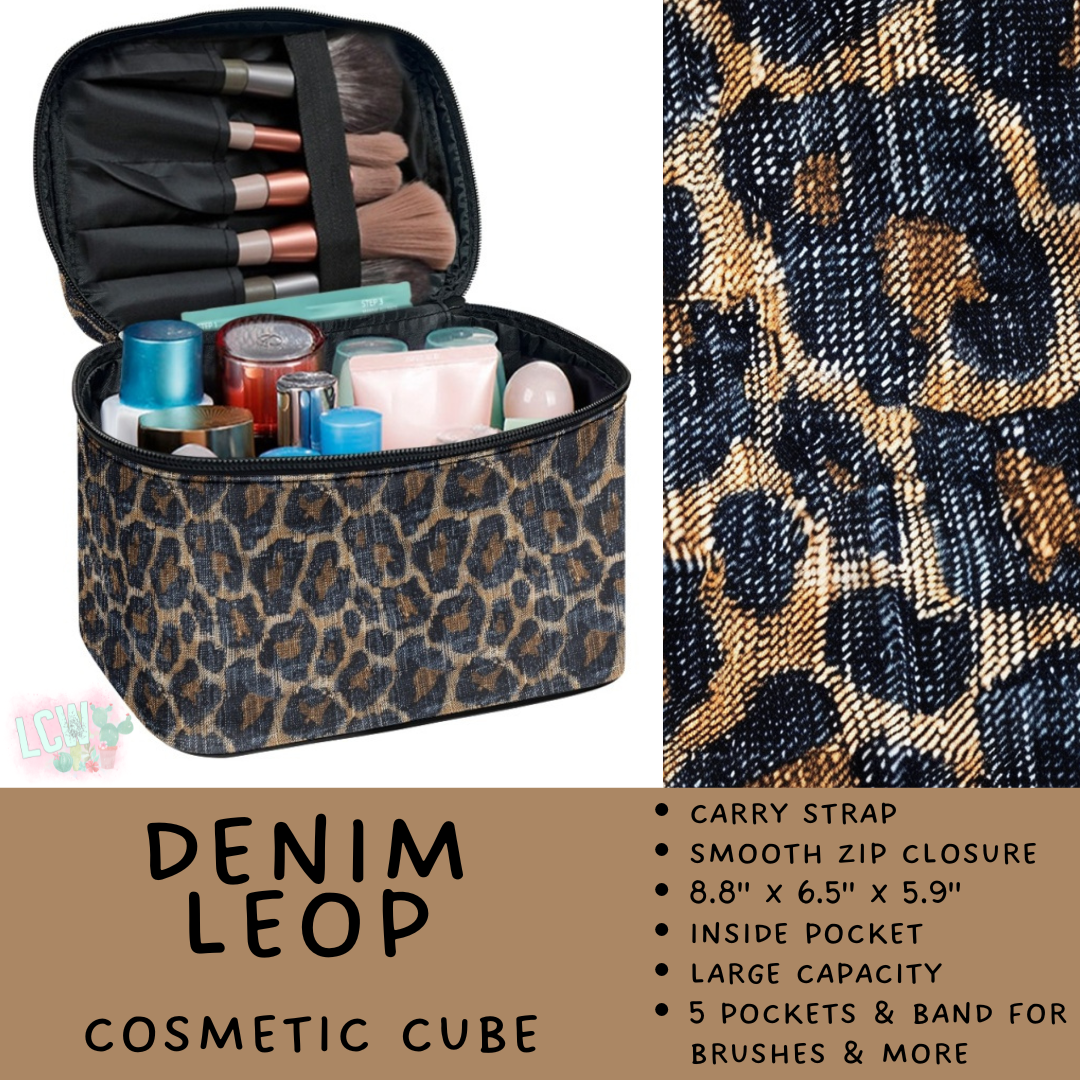 Batch #559 - Cosmetic Cube Collection - Closes 7/22- ETA late Sept - Denim Leop Cosmetic Cube