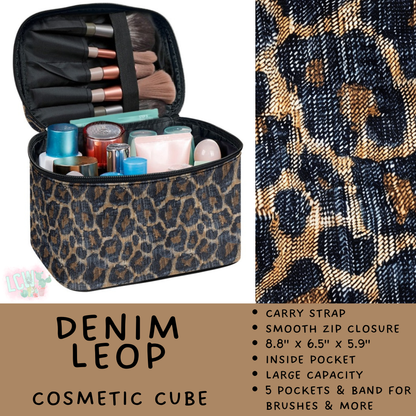 Batch #559 - Cosmetic Cube Collection - Closes 7/22- ETA late Sept - Denim Leop Cosmetic Cube