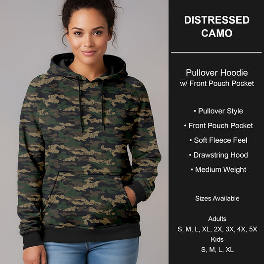 B266 - Preorder Distressed Camo Pullover Hoodie (Closes 12/17. ETA late Feb.)