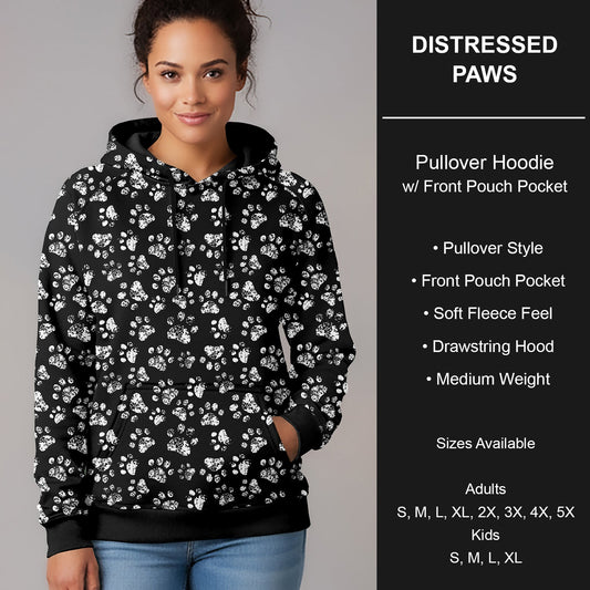 B266 - Preorder Distressed Paws Pullover Hoodie (Closes 12/17. ETA late Feb.)