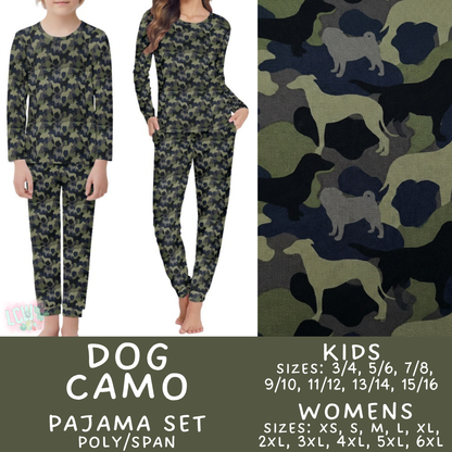 Batch #587 - Family Pajamas 2 - Closes 9/18 - ETA mid Nov - Dog Camo Women's & Kid's Pajama Sets