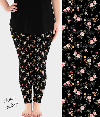 RTS - Dainty Floral Leggings w/ Pockets