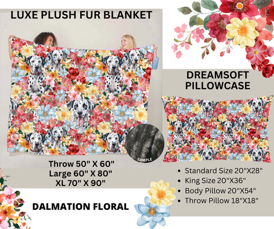 Preorder! Closes 2/24. ETA May. Dalmation Floral Luxe Plush Fur Blanket and/or DreamSoft Pillowcase