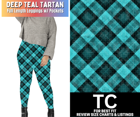 Deep Teal Tartan Fleece Leggings