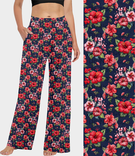RTS - Denim Hibiscus Lounge Pants