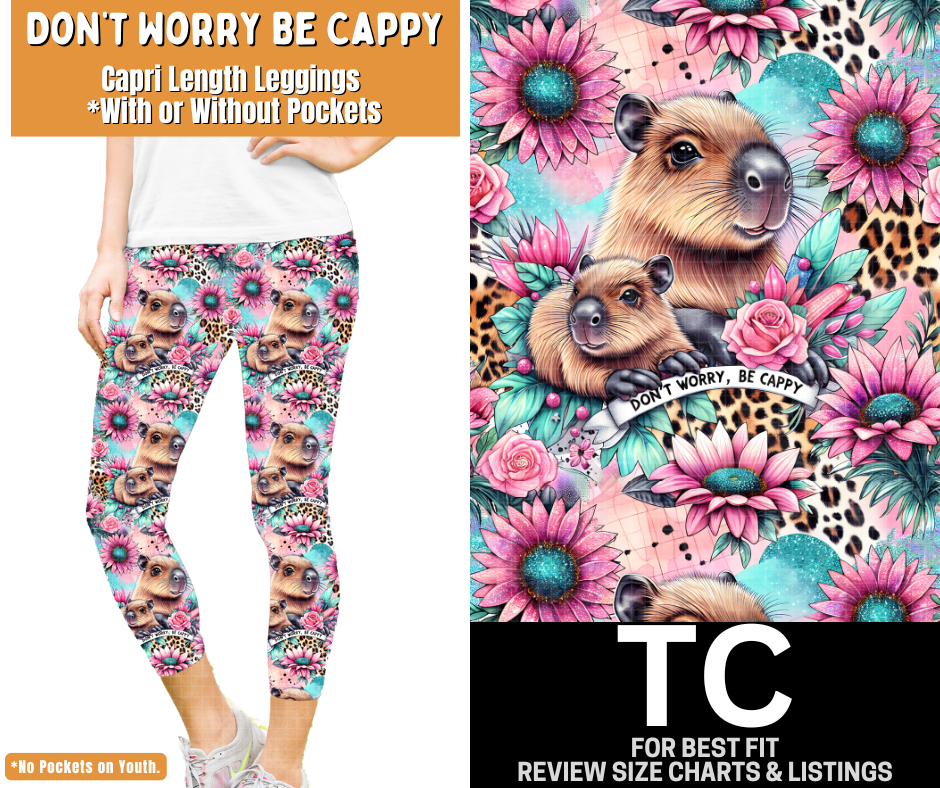 Don't Worry Be Cappy Capri Length Leggings w/ Pockets