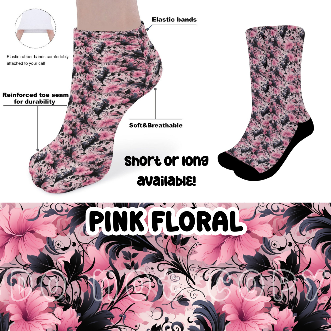 PINK FLORAL - CUSTOM PRINTED SOCKS ROUND 2