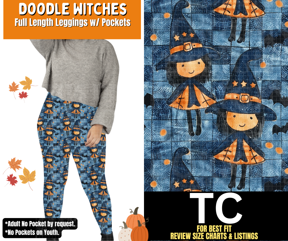 Doodle Witches Full Length Leggings w/ Pockets