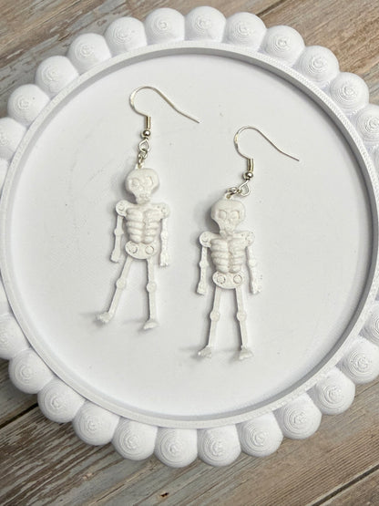 Wiggly Skeletons- 3D Printed Earrings - Halloween