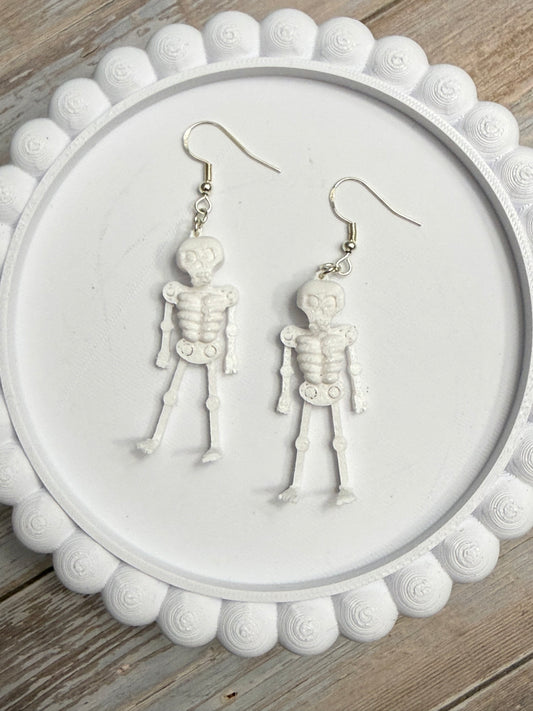 Wiggly Skeletons- 3D Printed Earrings - Halloween