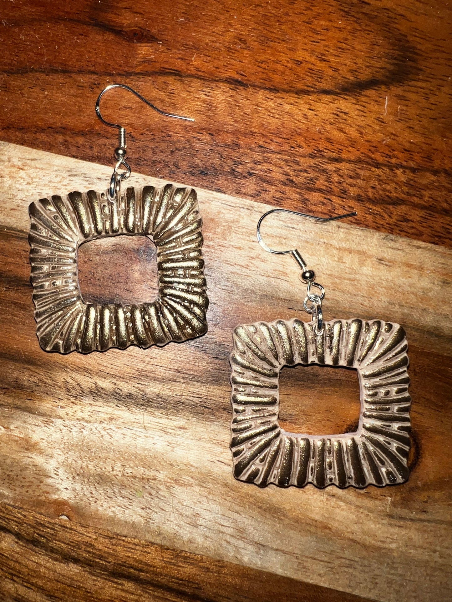 Rattan Square- Hook Earring