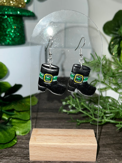 Leprechaun Boot Dangle- St. Patrick's-  Hook Earring