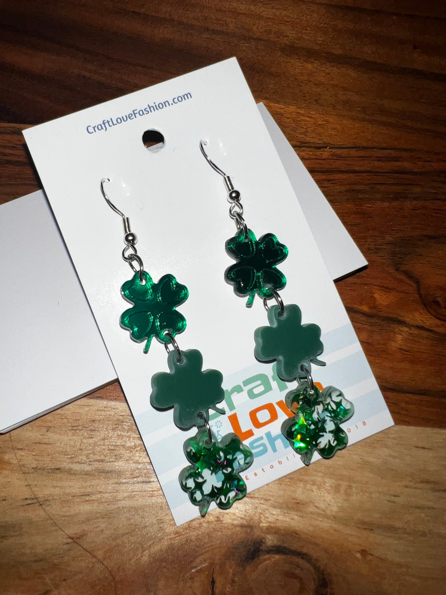 Stacked Shamrocks- Acrylic Earrings- St. Patrick’s Day