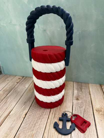 Nautical Rope Red, White, and Blue Cooler 12 oz Can Holder- 3D print
