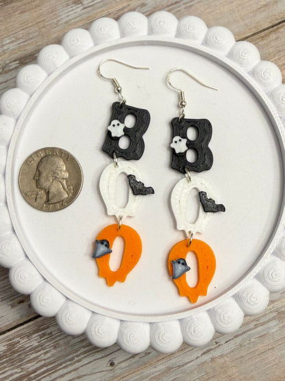 Boo Stacked- 3D Printed Earrings- Halloween