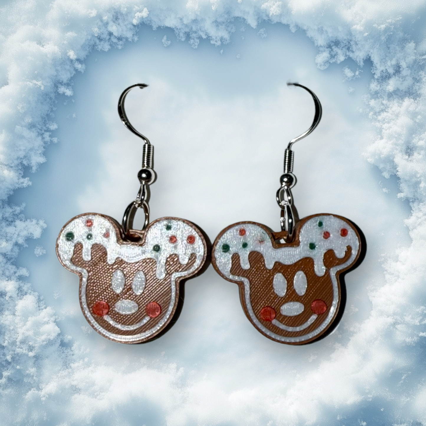 Gingerbread Mick Head- 3D Printed Earrings