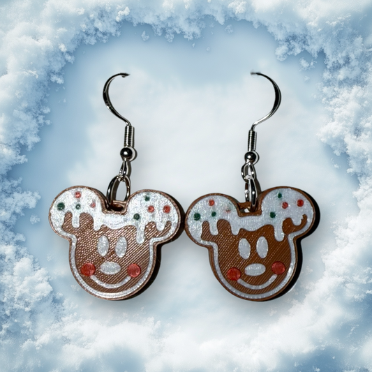 Gingerbread Mick Head- 3D Printed Earrings
