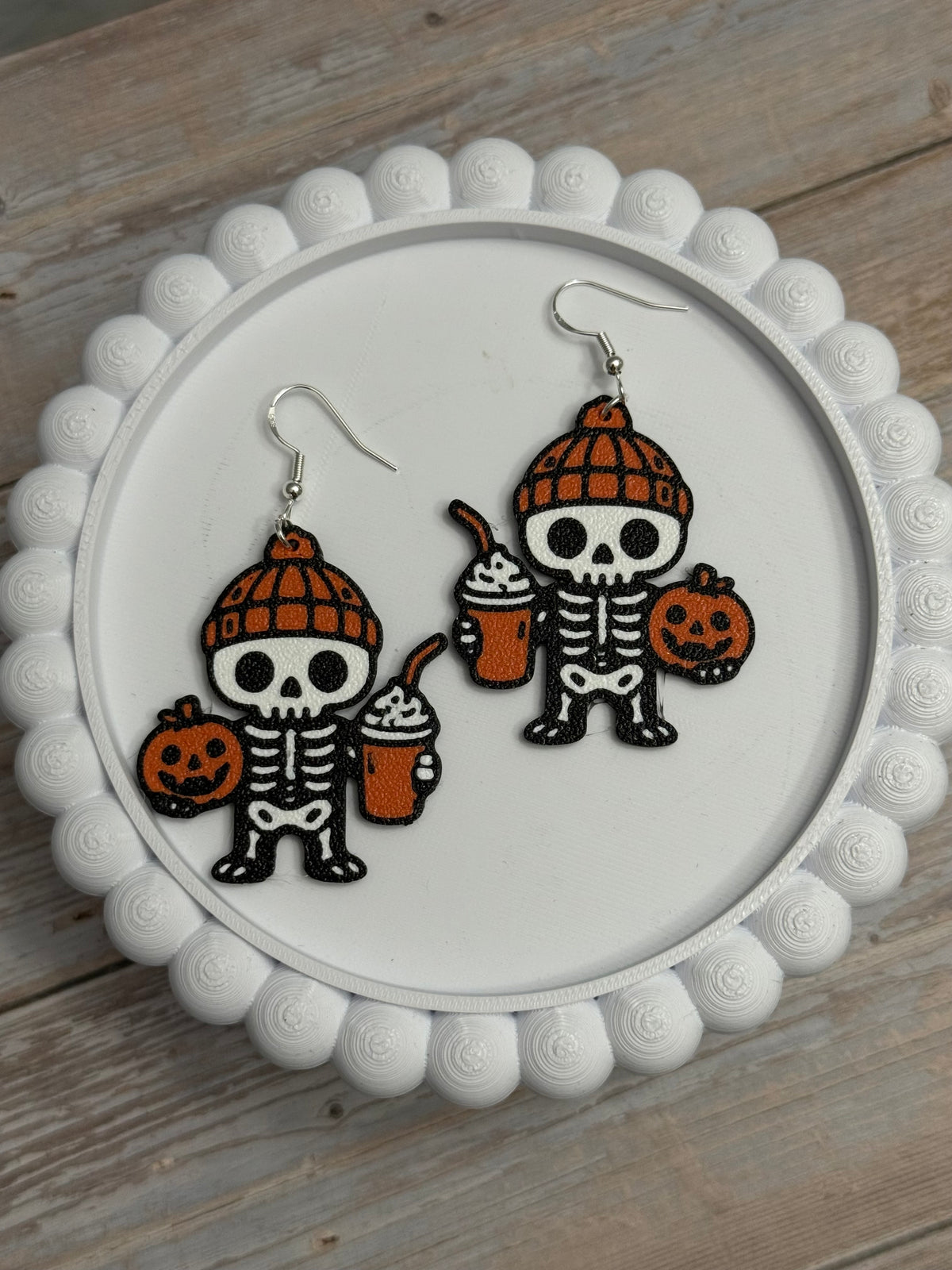 Hipster Skeleton- 3D Printed Earrings - Halloween