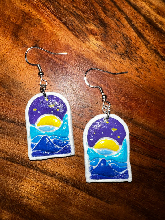 Nighttime Mountains Arch Scene- Hook Earring