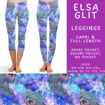 Batch #557 - Princess Glitter - Closes 7/17 - ETA mid Sept - Elsa Glit Full and Capri Length Leggings