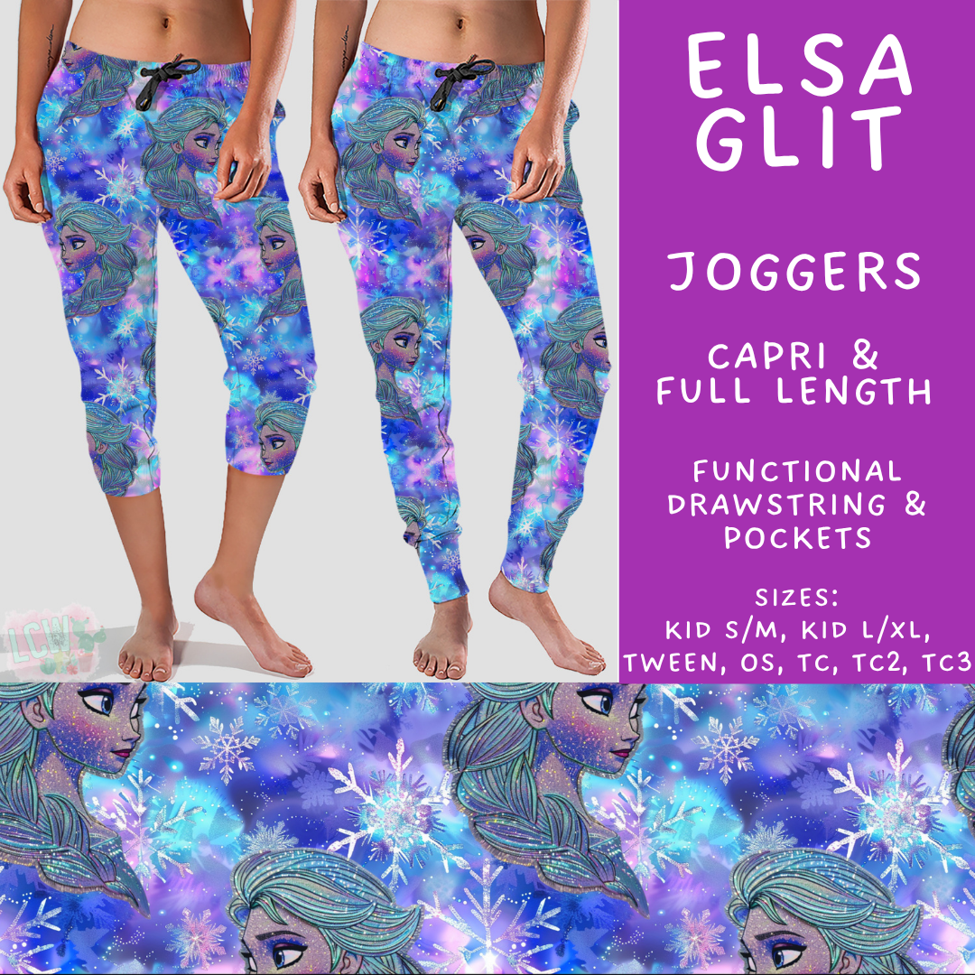 Batch #557 - Princess Glitter - Closes 7/17 - ETA mid Sept - Elsa Glit Full and Capri Length Joggers