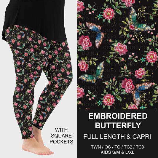 B318 - Preorder Embroidered Butterfly Leggings w/ Pockets (Closes 10/25. ETA: late Dec.)