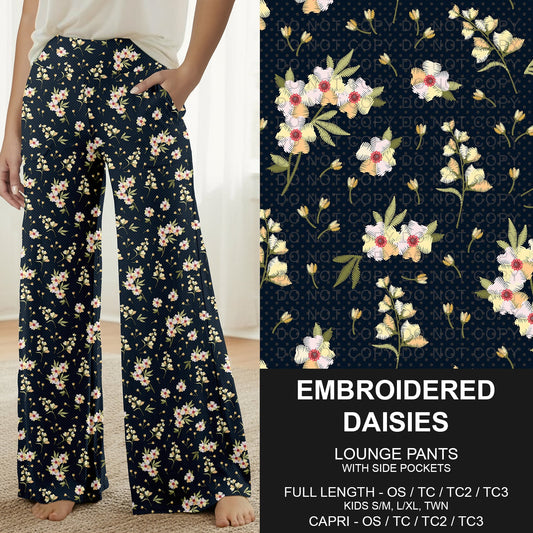 B318 - Preorder Embroidered Daisies Lounge Pants (Closes 10/25. ETA: late Dec.)