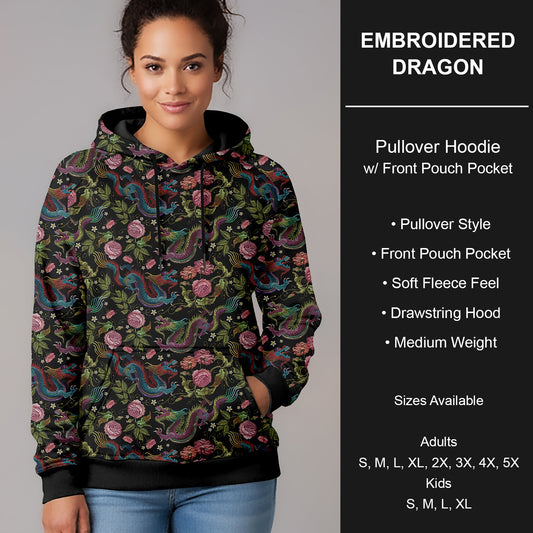 B266 - Preorder Embroidered Dragon Pullover Hoodie (Closes 12/17. ETA late Feb.)