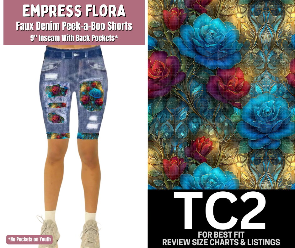 Empress Flora Faux Denim Peekaboo Jamaica Shorts