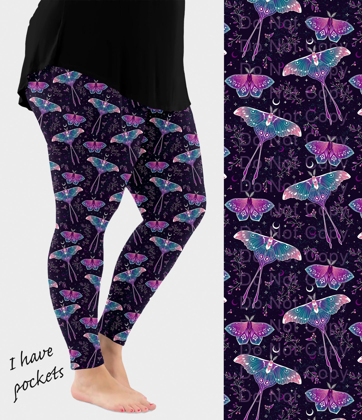 RTS - Enchanted Night Moth Leggings w/ Pockets