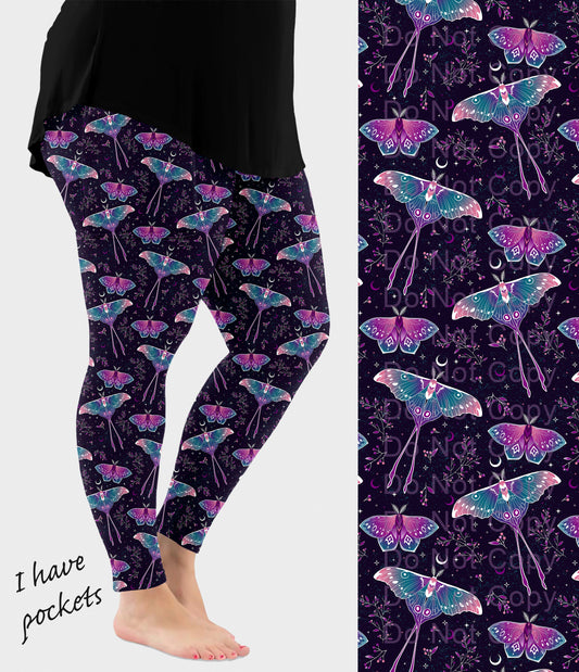 RTS - Enchanted Night Moth Leggings w/ Pockets
