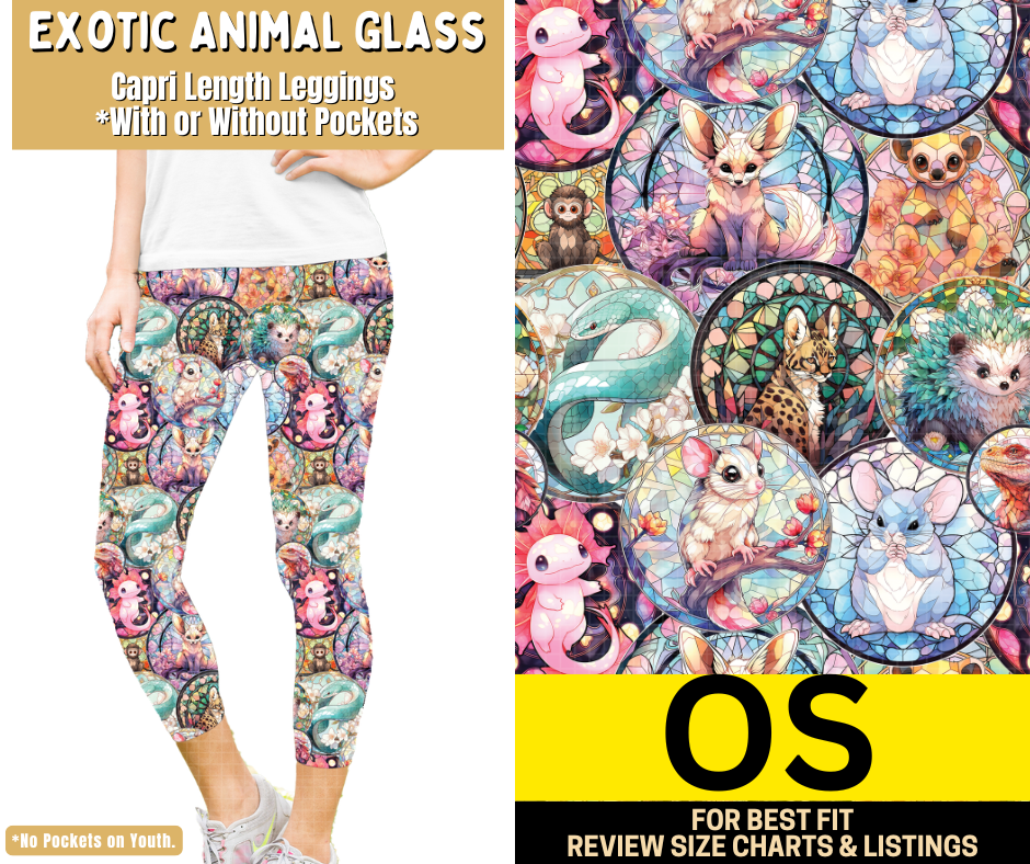 Exotic Animals Glass Capri Length Leggings w/ Pockets