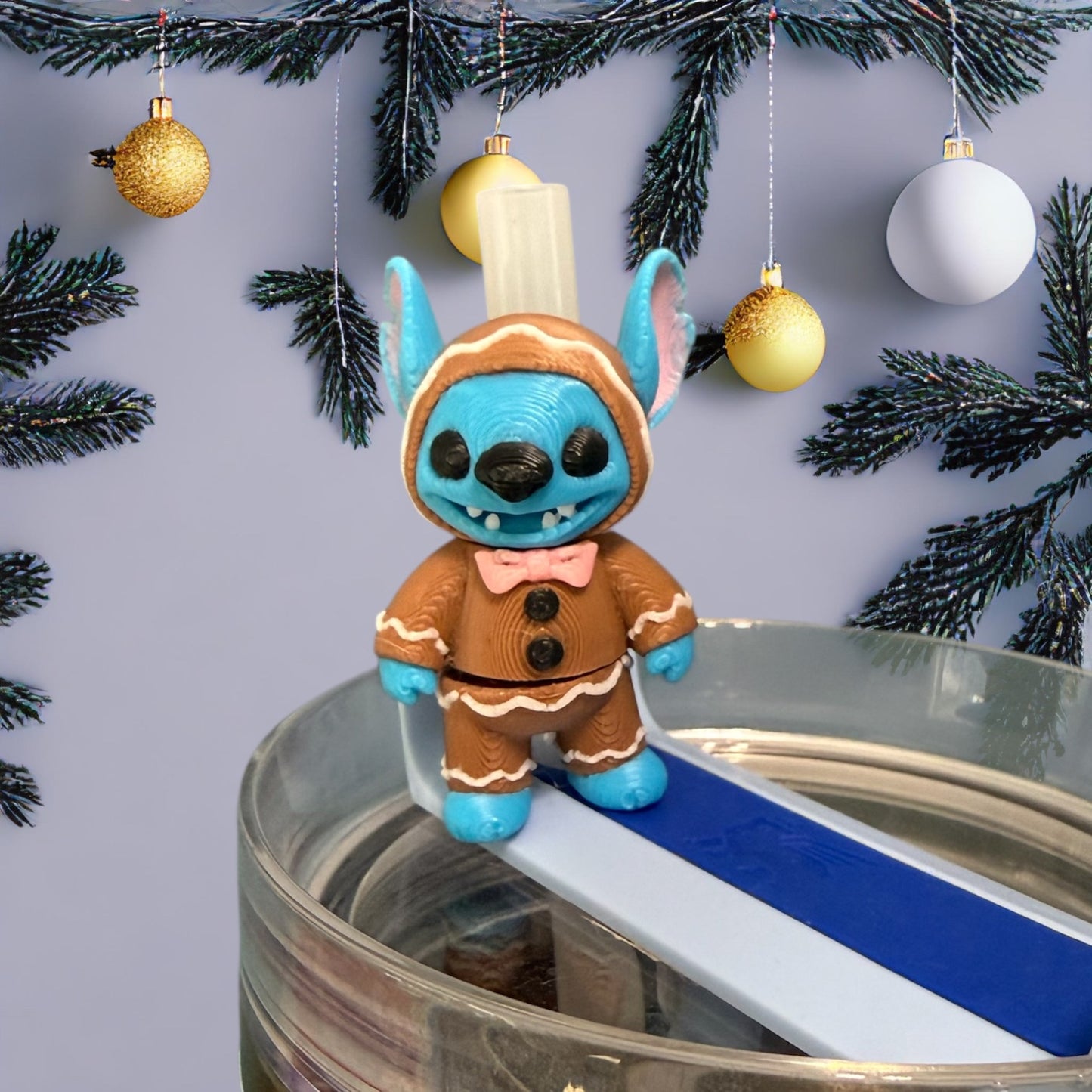 Gingerbread Alien- Straw Buddy- 3D Printed
