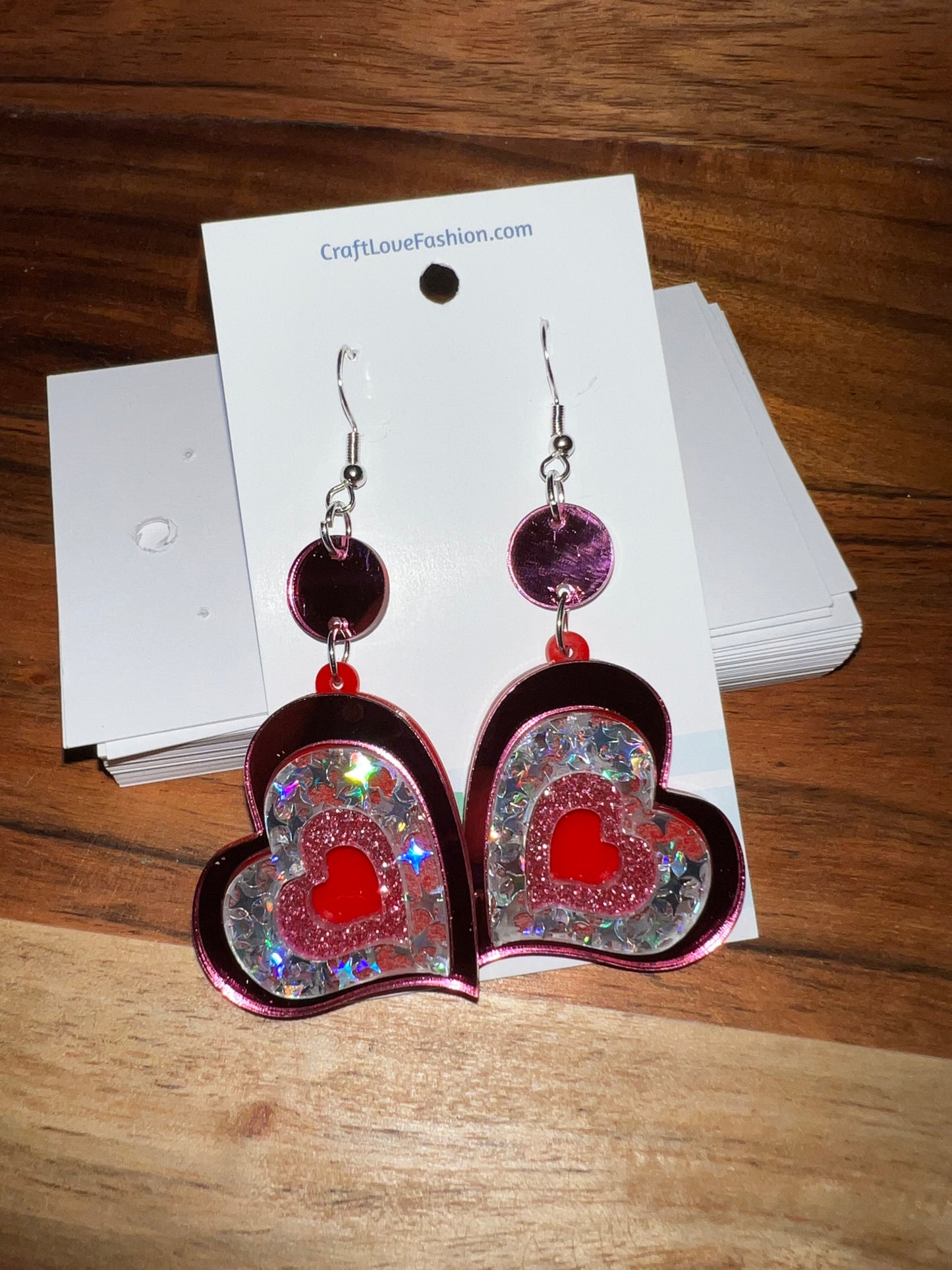 Layered Heart- Acrylic Earrings- Valentine’s