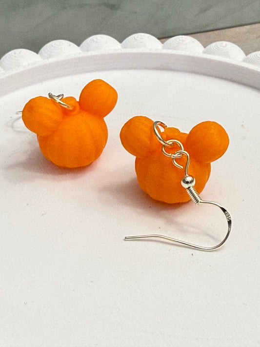 Mouse Pumpkin- 3D Printed Earrings - Halloween