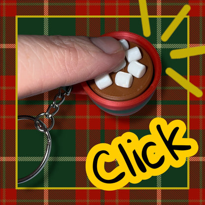 Hot Cocoa Marshmallow Keychain- Fidget Clicker- 3D Printed