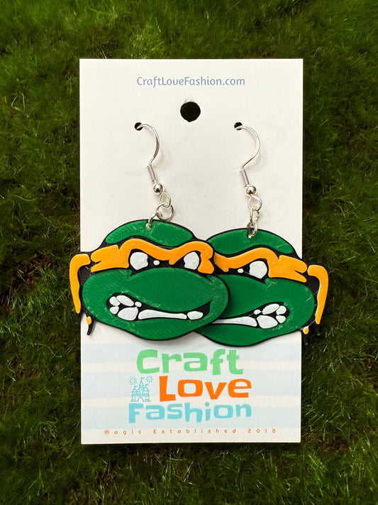 Orange Hero Turtle- 3D Printed Earrings