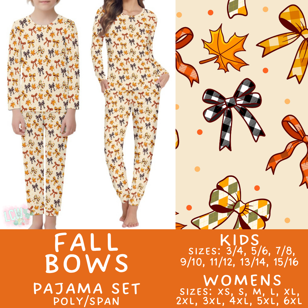 Batch #580 - Fall Family Pajamas 2 - Closes 9/4 - ETA early Nov - Fall Bows Women's & Kid's Pajama Set